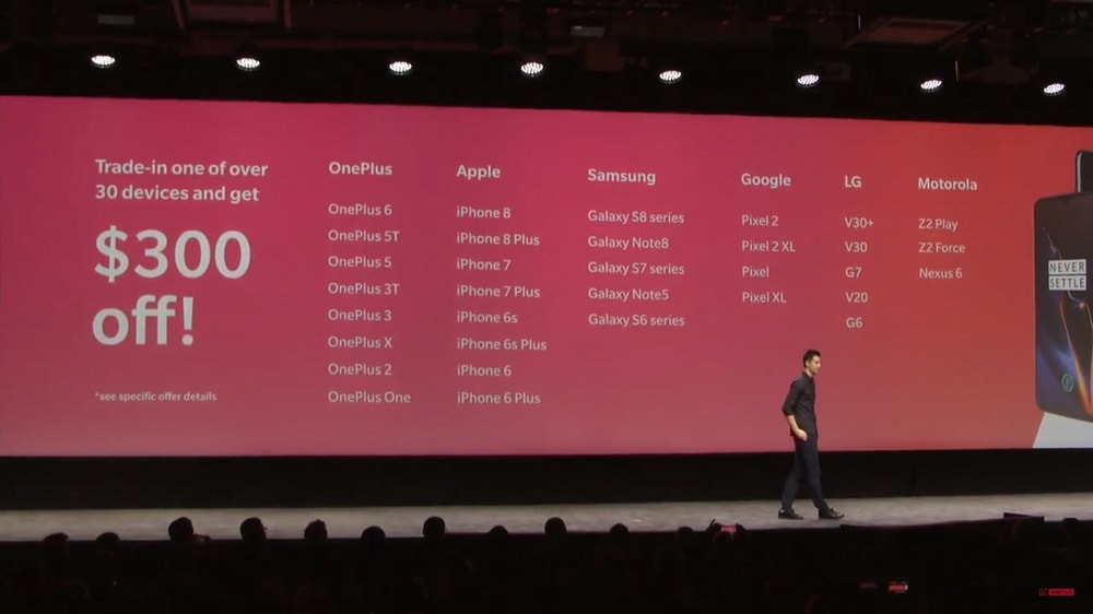 OnePlus anuncia el OnePlus 6T y T-Mobile recibirá estos teléfonos como parte de pago.