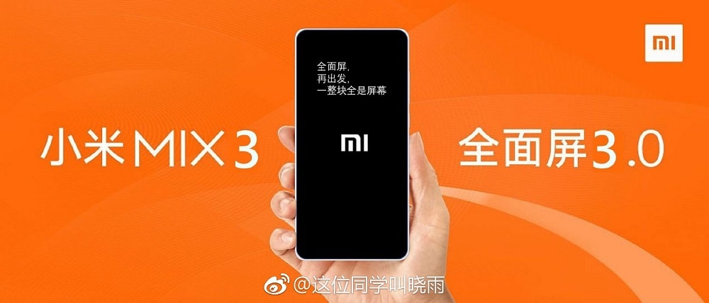 Teaser oficial del frente del Xiaomi Mi Mix 3.