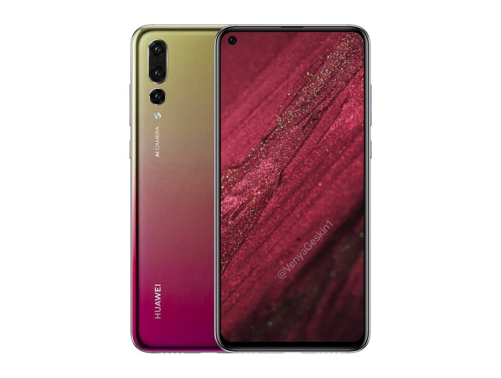 El Huawei Nova 4 sería el teléfono con cámara incrustada como muestra este render.