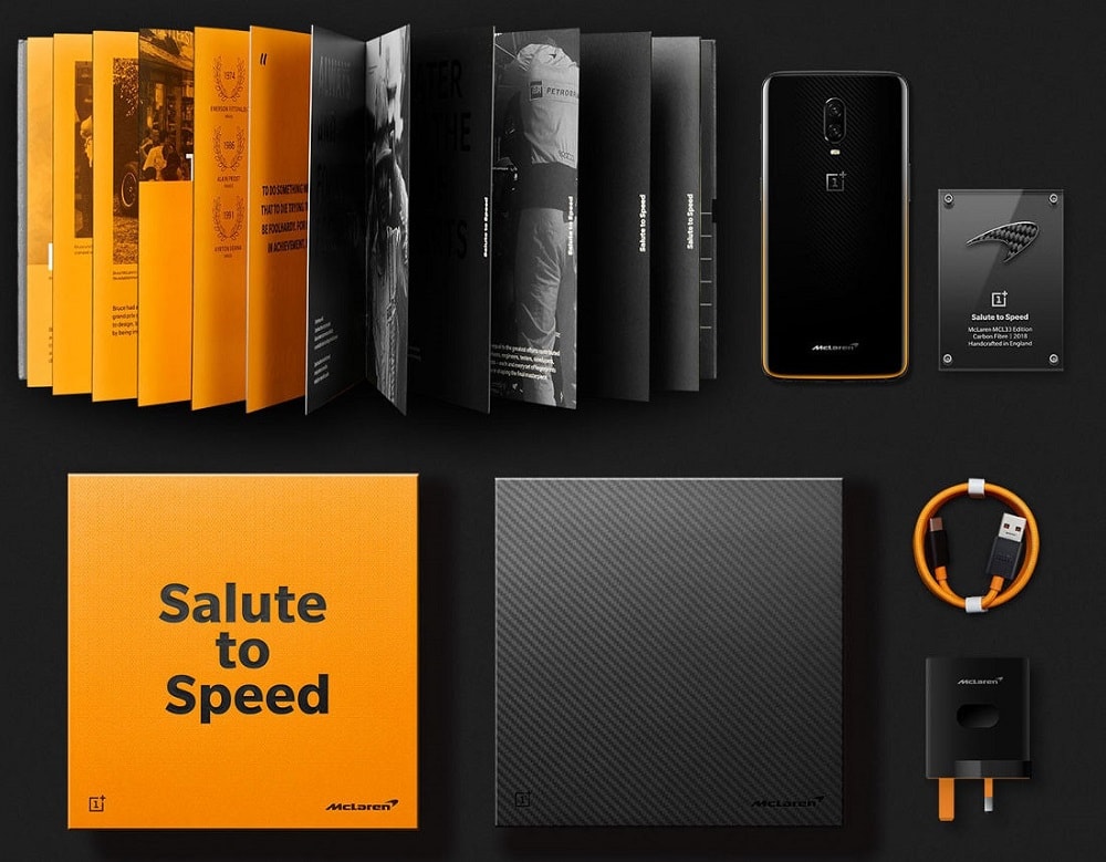 OnePlus anuncia el OnePlus 6T McLaren Edition con todos estos elementos en su empaque.