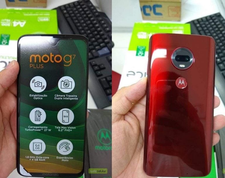 Fotos del Motorola Moto G7 Plus posando en vivo junto a su empaque