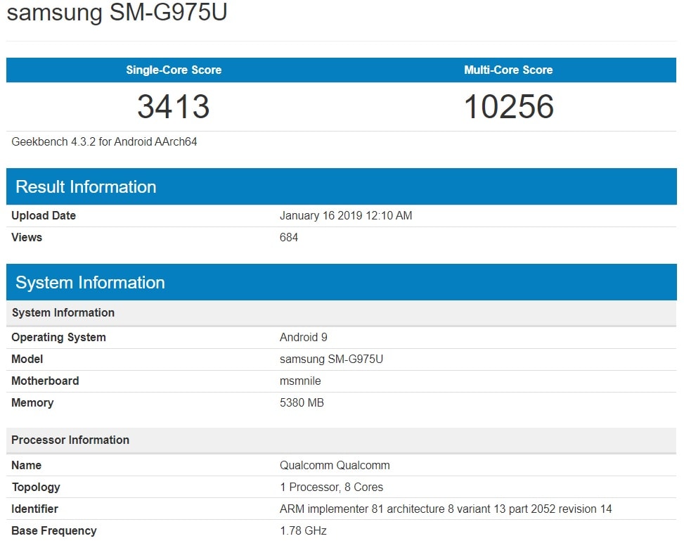 Samsung Galaxy S10+ aparece en un benchmark con un Snapdragon 855.