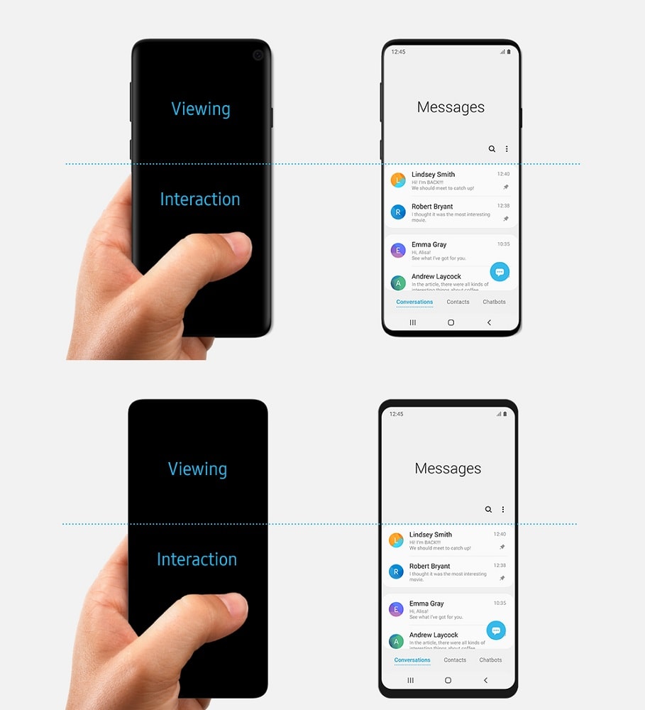 Samsung Galaxy S10 ve filtrado su diseño frontal por Samsung que luego corrigió la imagen.