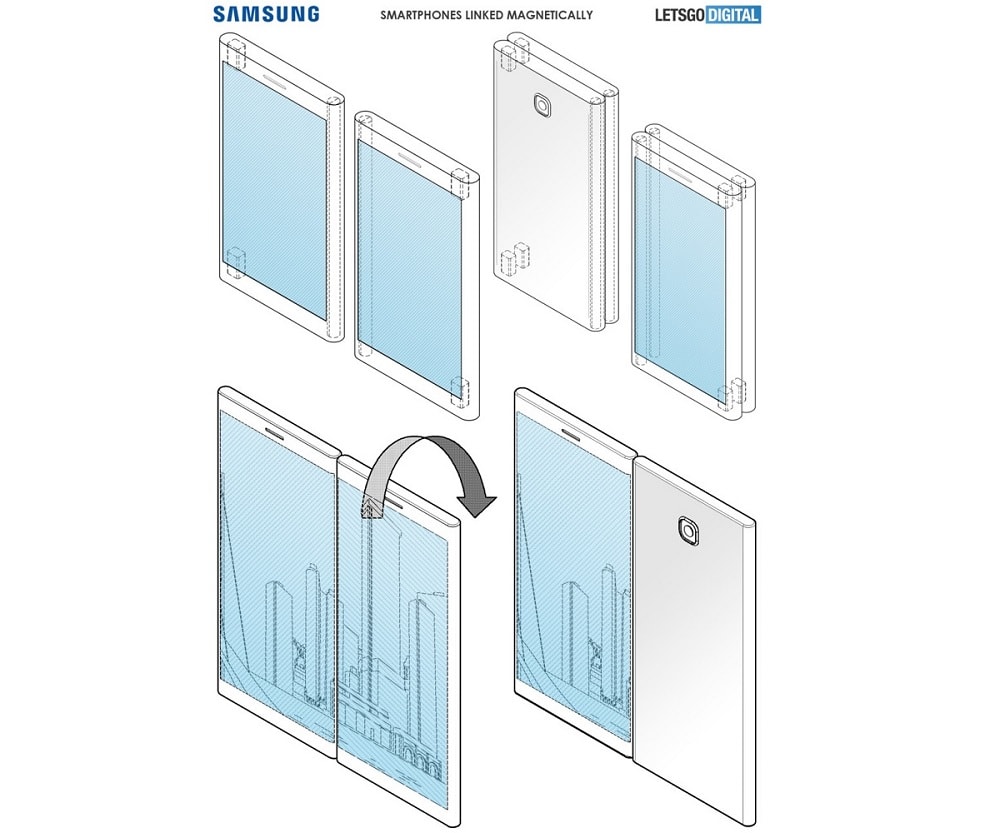 Samsung patenta smartphones magnéticos e interactuarían como indica este render.