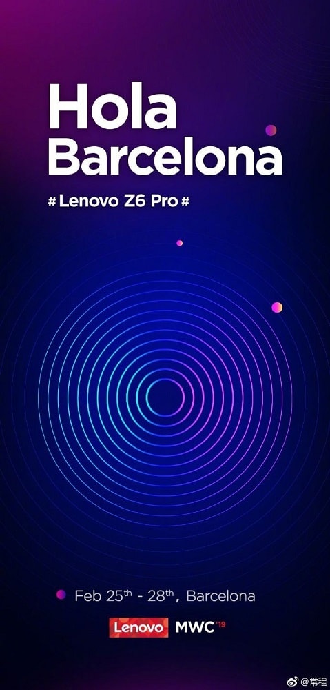 Lenovo Z6 Pro se anunciará en la MWC 2019 entre el 25 y el 28 de febrero.