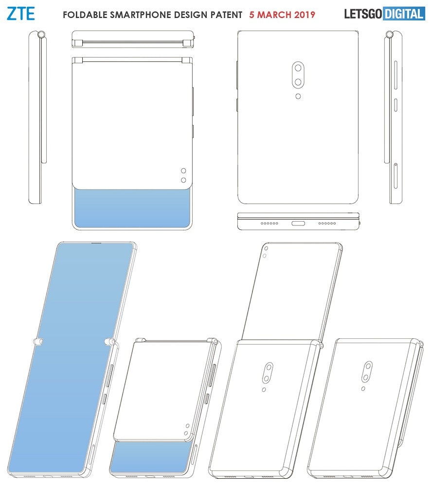ZTE patenta un smartphone flexible con cámara posterior dual.
