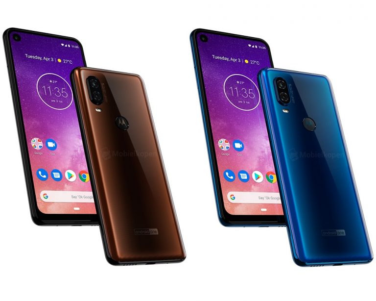 Renders filtrados del Motorola One Vision en colores azul y marrón