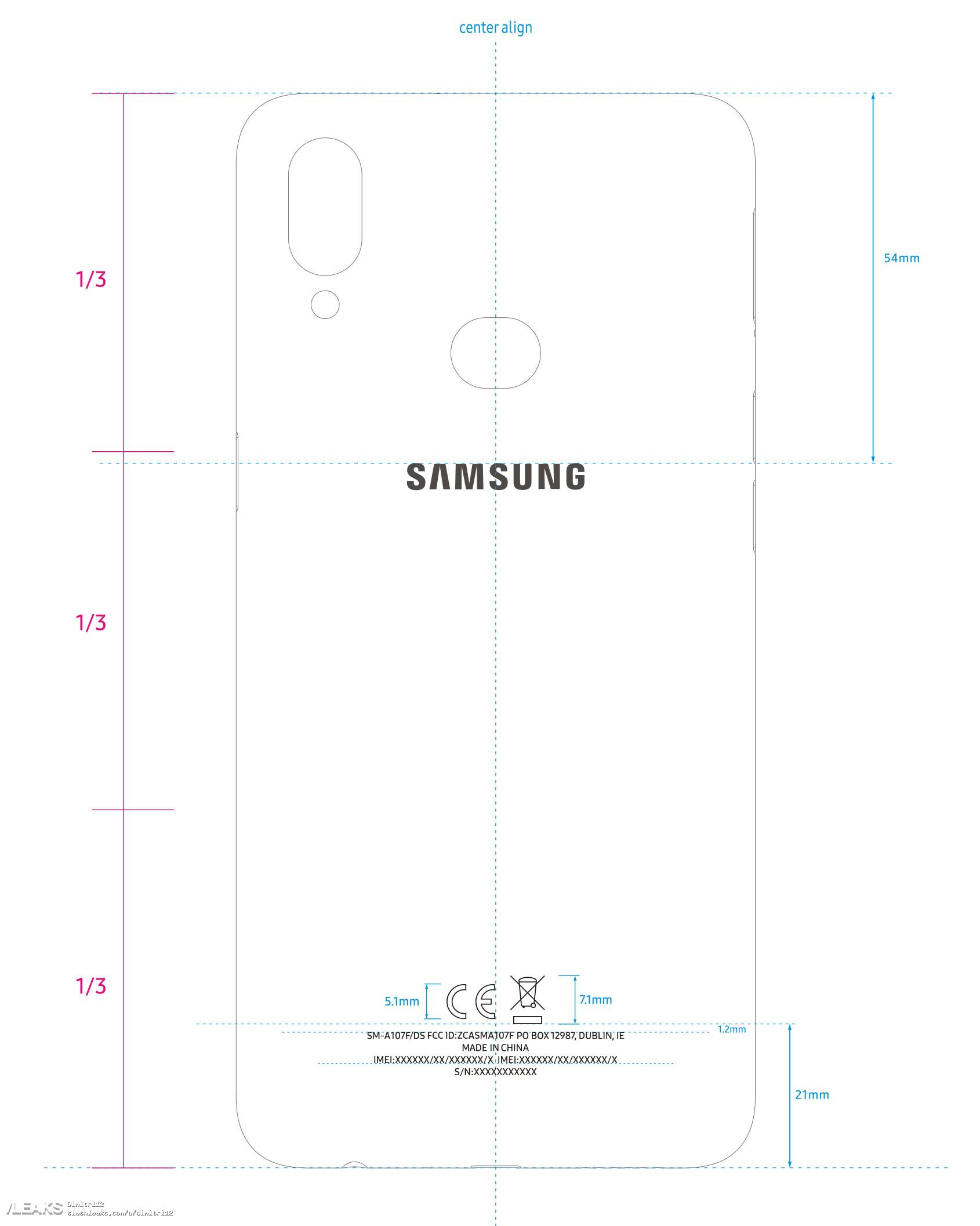 Samsung lanzaría un Samsung Galaxy A10s con este diseño dorsal.