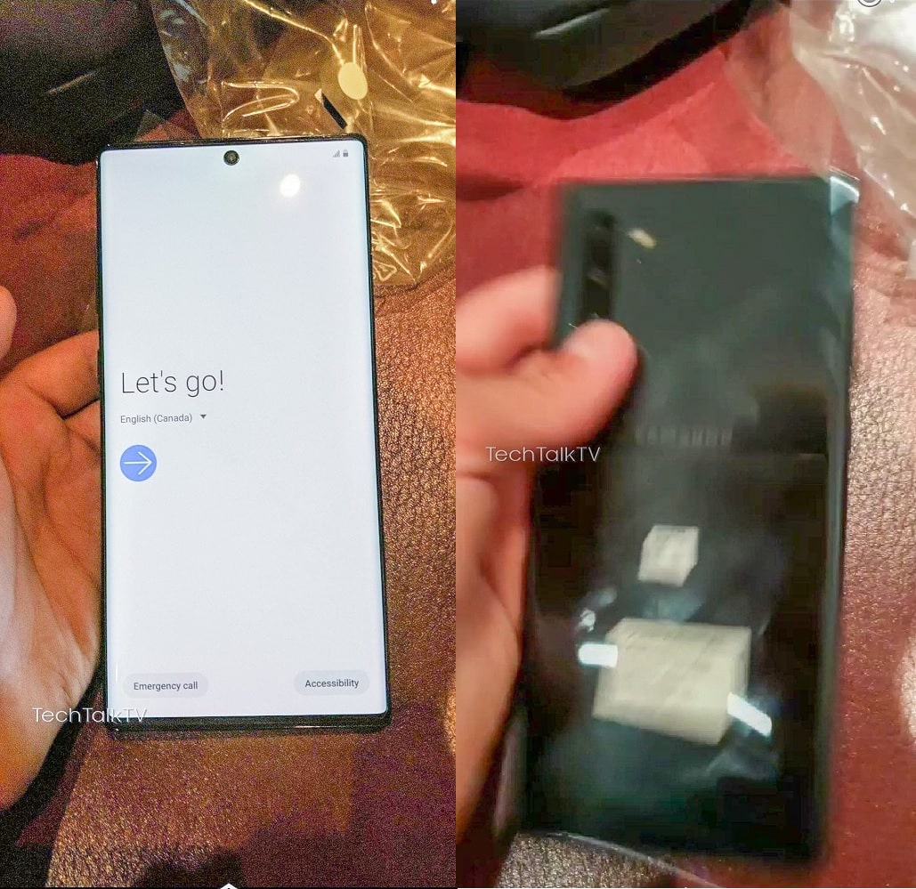 Samsung Galaxy Note 10+ se filtra en fotos revelando su diseño frontal y dorsal.