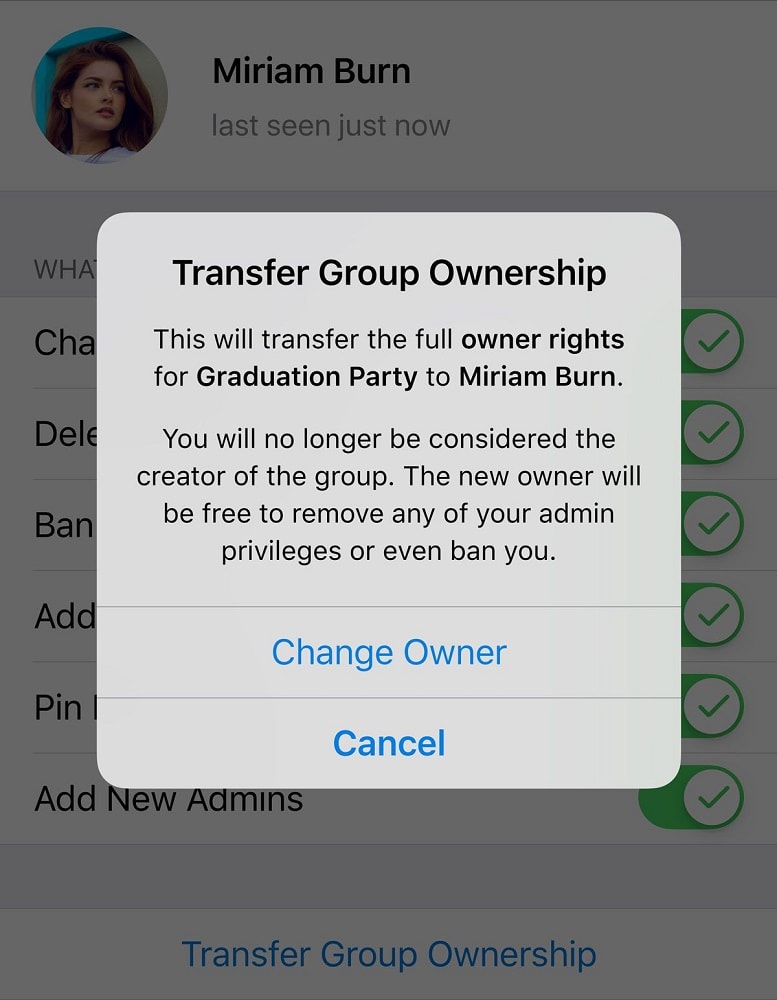 Telegram ahora permite ceder por completo la administración de un grupo.