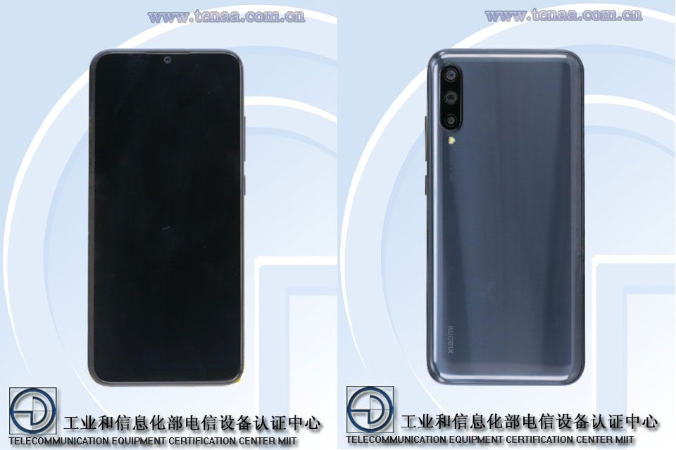 Frente y dorso del Xiaomi Mi CC9e según TENAA.