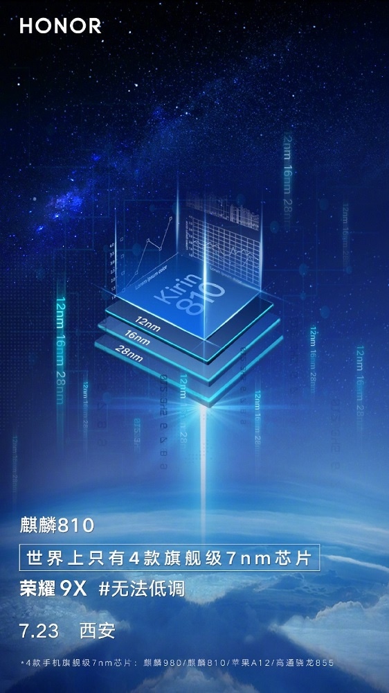 El Huawei Honor 9X que se anunciará el 23 de julio lo hará con un Kirin 810.