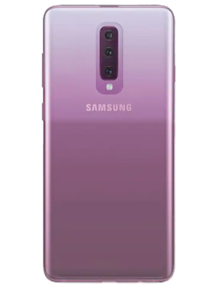 Render filtrado del Samsung Galaxy A90 con cámara triple y una carcasa protectora.