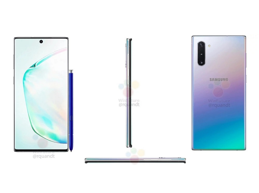 El Samsung Galaxy Note 10 se filtra en un render mostrando su diseño completo.