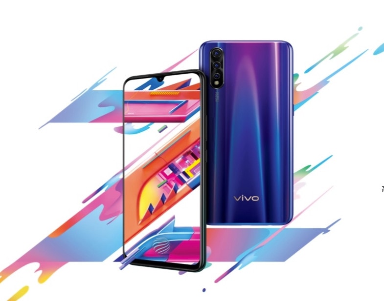 Render publicitario del Vivo Z5 color azul/violeta mostrando su diseño.