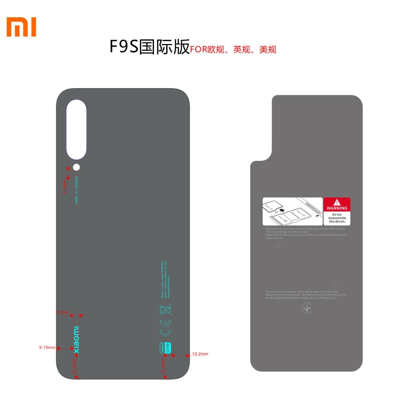 Render ilustrativo del diseño de la carcasa posterior del Xiaomi Mi A3.