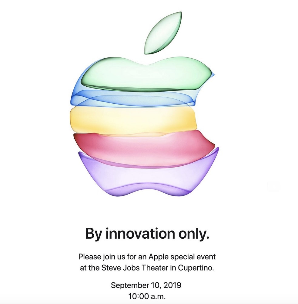 Invitación de Apple a su evento de presentación de los iPhones XI.