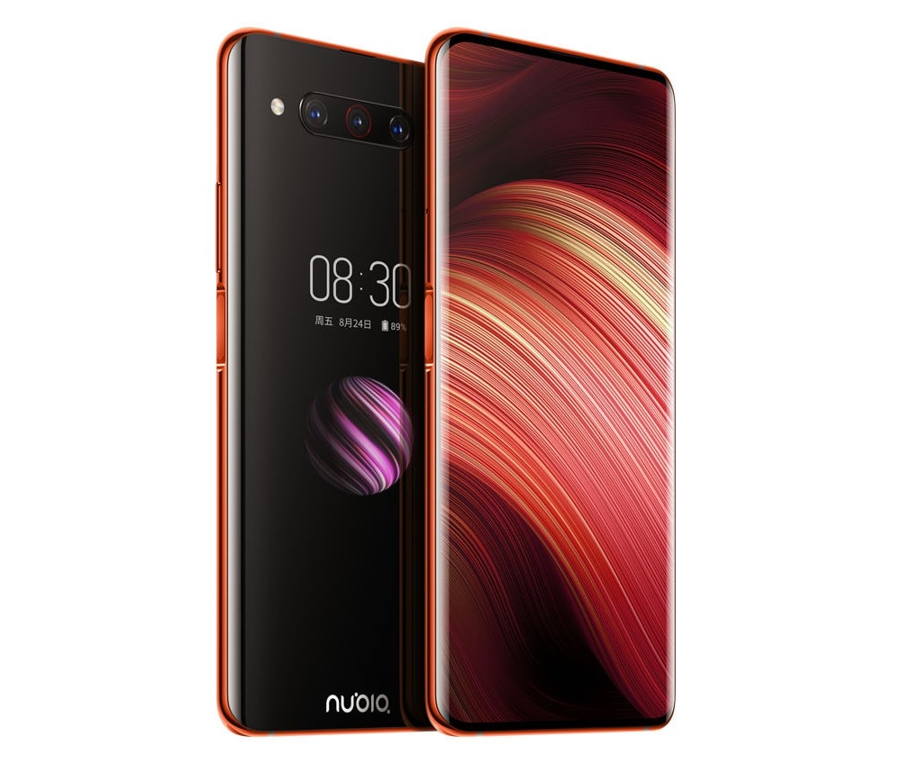 Render oficial del frente y dorso del ZTE Nubia Z20 color rojo.