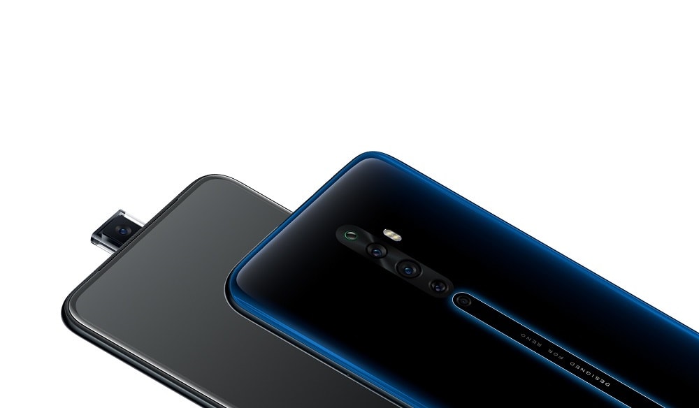 Frente y dorso del OPPO Reno 2Z en color "Jet Black".