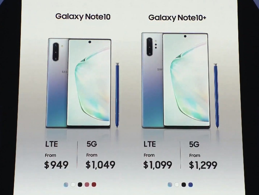 Tanto el Samsung Galaxy Note 10 como el Galaxy Note 10+ tienen versiones con 5G.