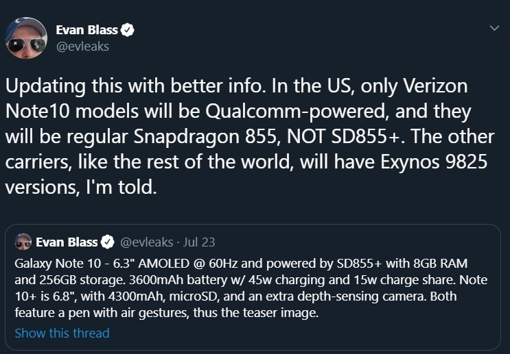 La mayoría del mundo tendrá su Samsung Galaxy Note 10/10+ con Exynos 9825.