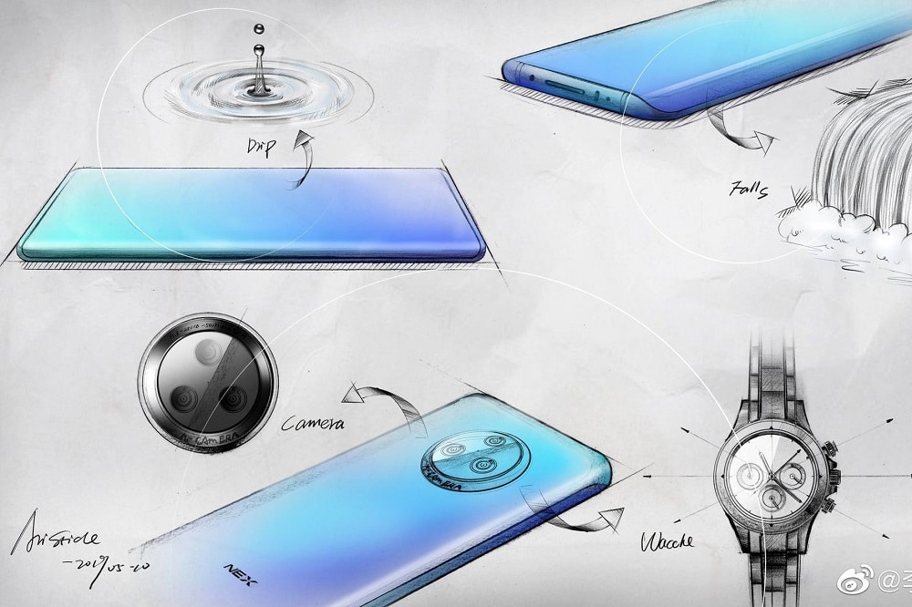 Boceto oficial del diseño del Vivo NEX 3 publicado por Vivo.