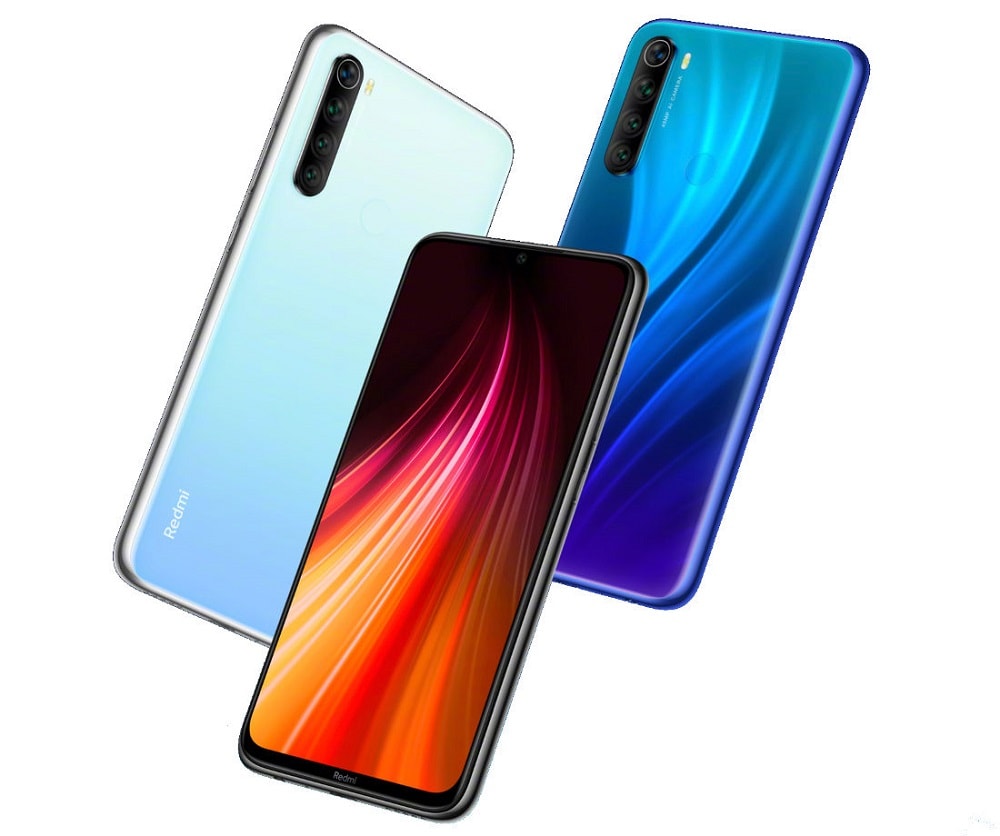 Render oficial del Xiaomi Redmi Note 8 en sus tres colores disponibles.