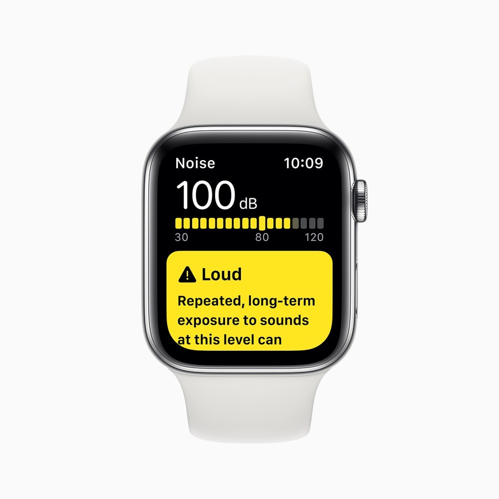 Ilustración de la prueba de audición de la Apple Watch Series 5.