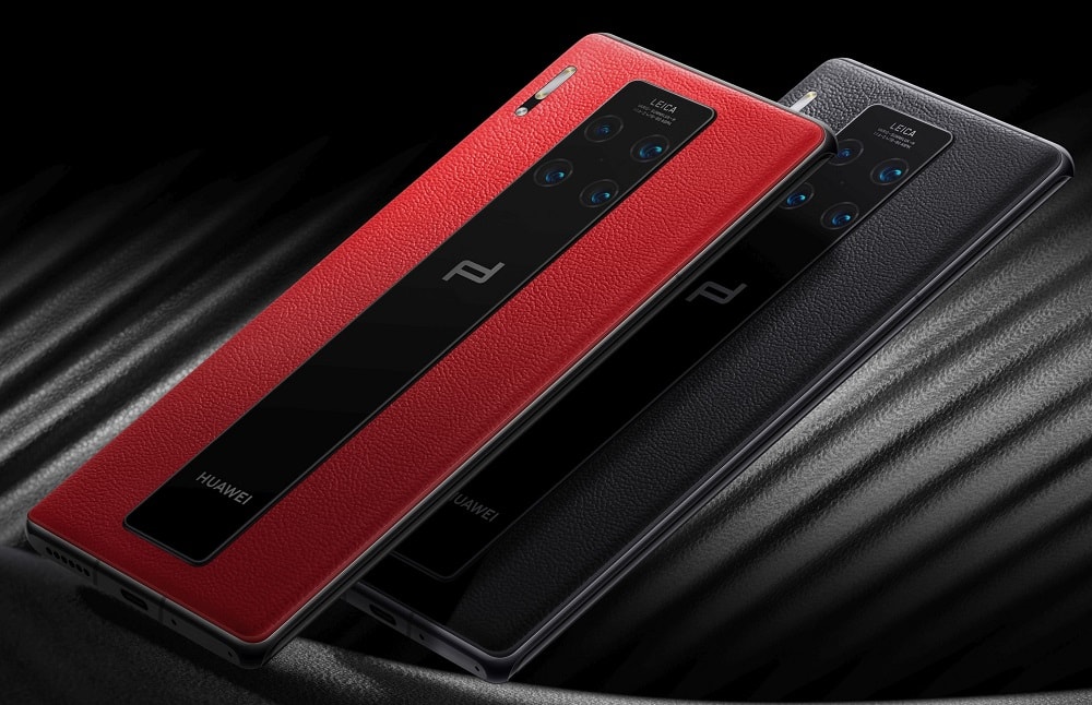 Diseño posterior filtrado del Huawei Mate 30 RS Porsche Design en dos colores.