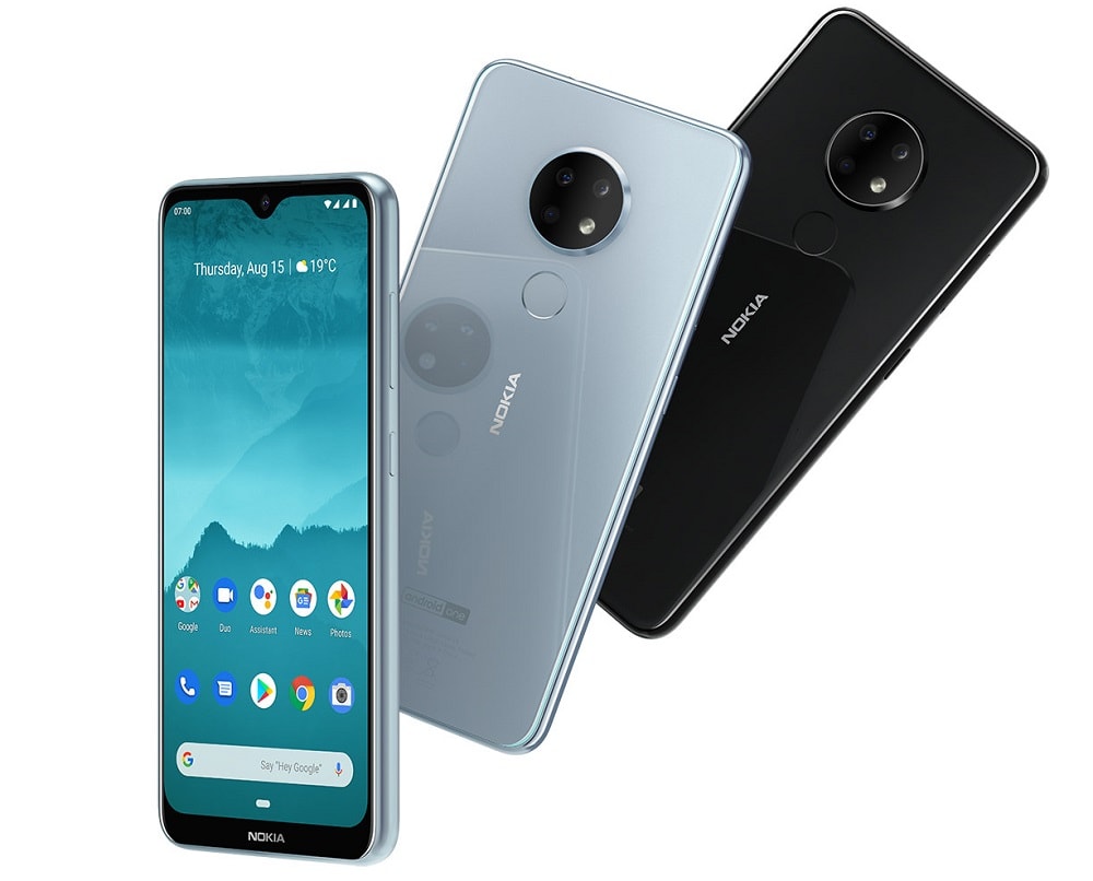 Render oficial del Nokia 6.2 en colores Ceramic Black y Ice.