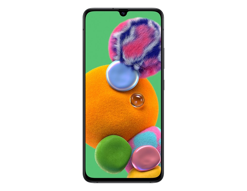 Render oficial del frente del Samsung Galaxy A90 5G color negro.