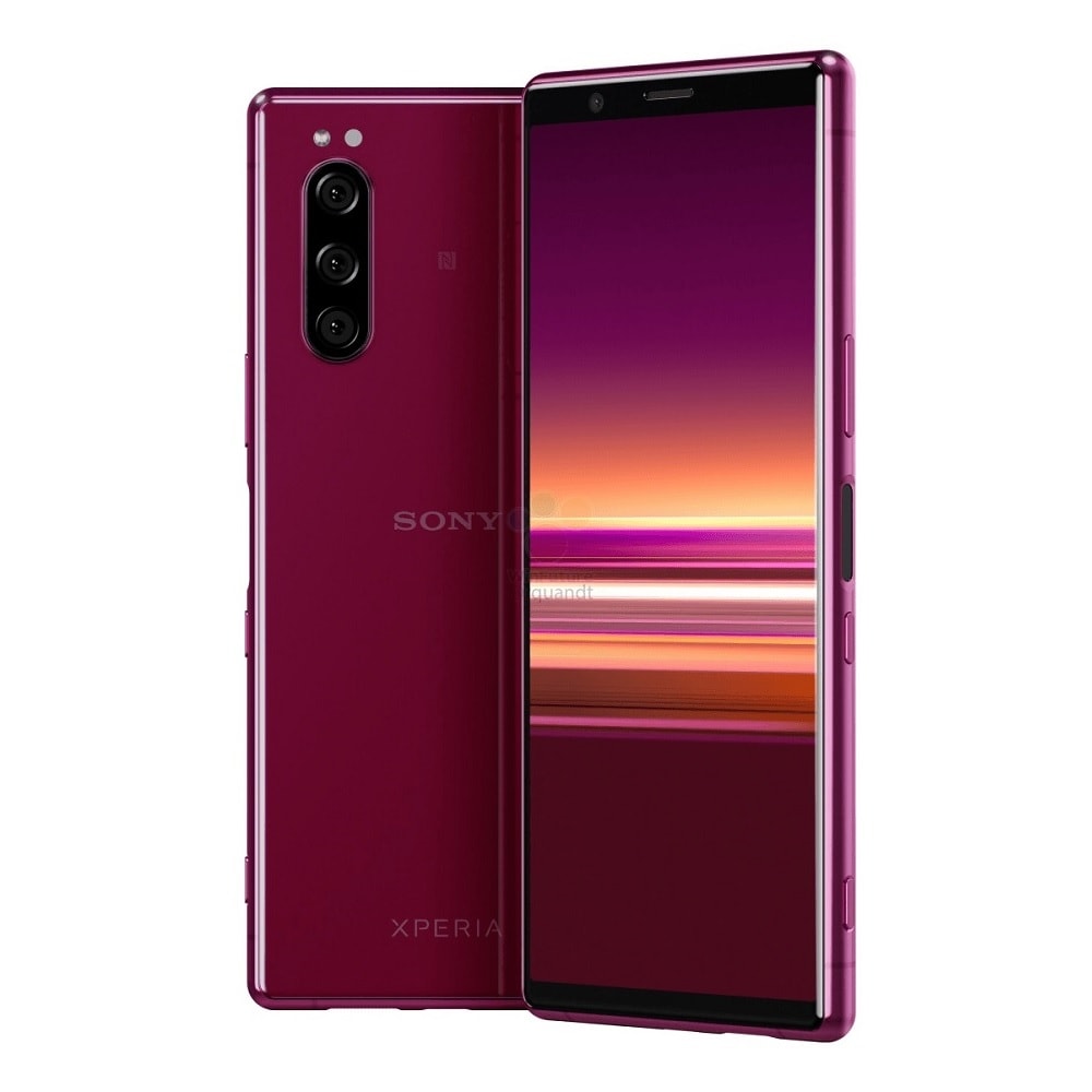 Renders filtrado del frente y dorso del Sony Xperia 2 color magenta.