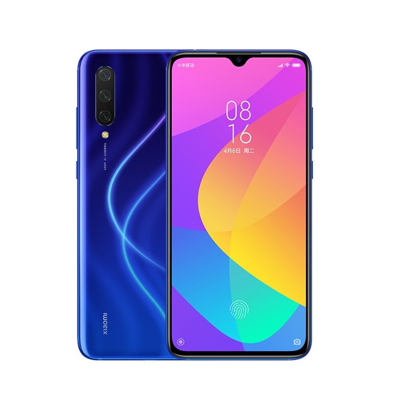 Frente y dorso del Xiaomi Mi 9 Lite color Azul boreal.