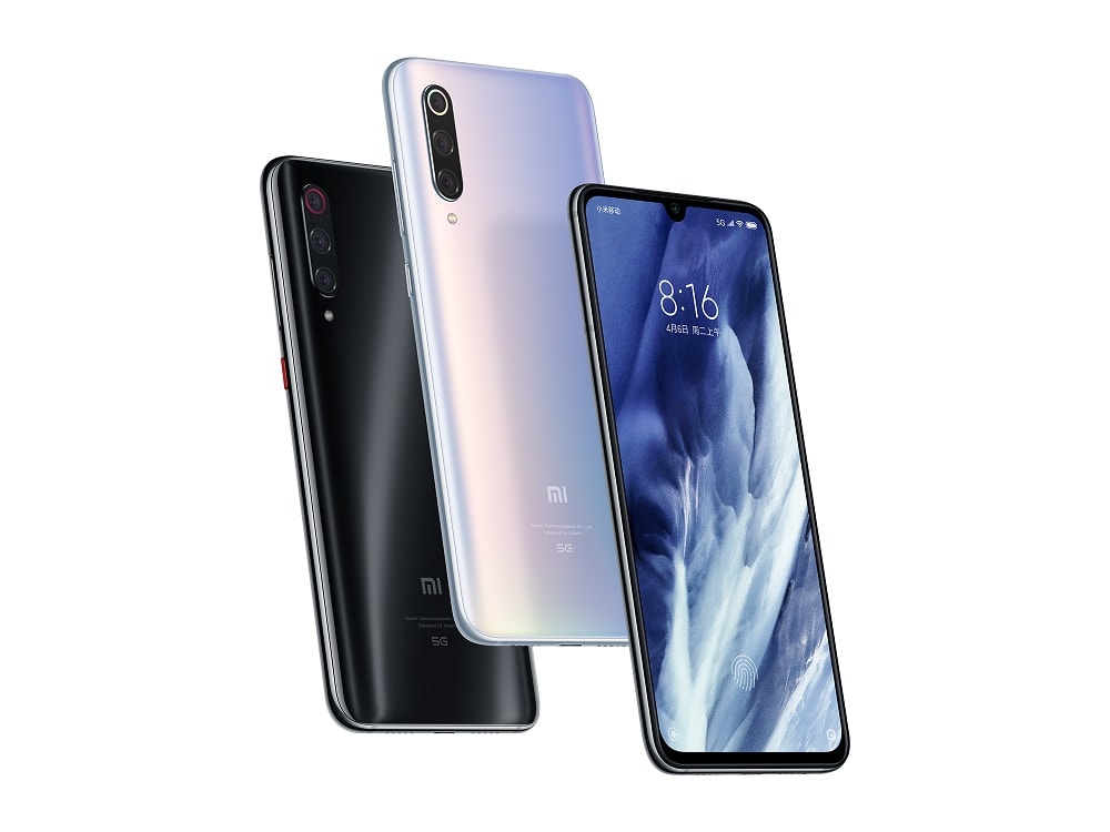 Frente y dorso del Xiaomi Mi 9 Pro 5G en sus dos colores de presentación.