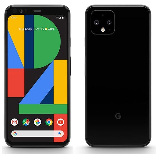 Render de prensa filtrado del frente y dorso del Google Pixel 4.