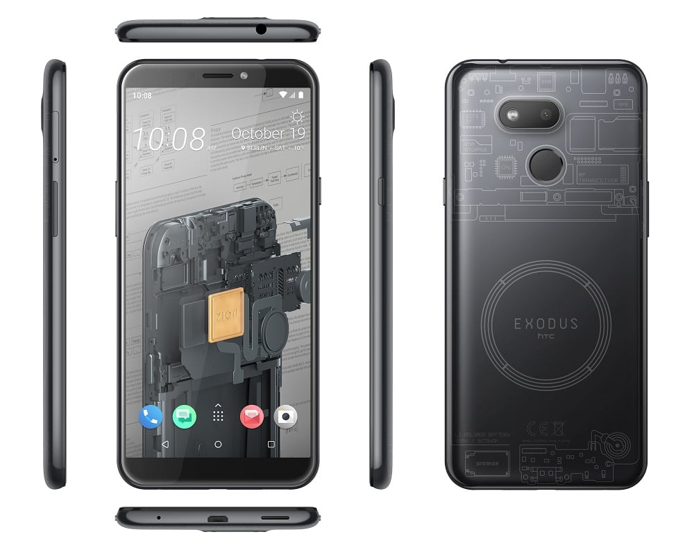 Diseño desde todos los ángulos del HTC Exodus 1s.