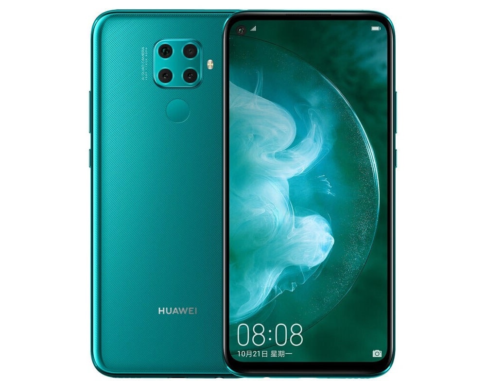 Diseño frontal y dorsal del Huawei Nova 5z color Emerald Green.