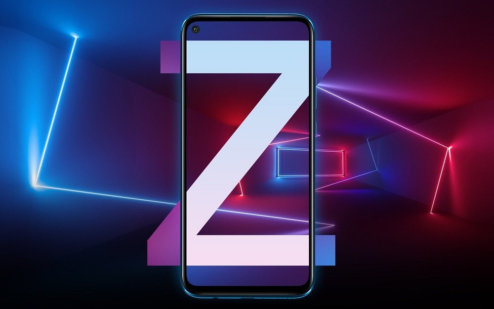 Render publicitario del Huawei Nova 5z con su cámara frontal incrustada en su pantalla.