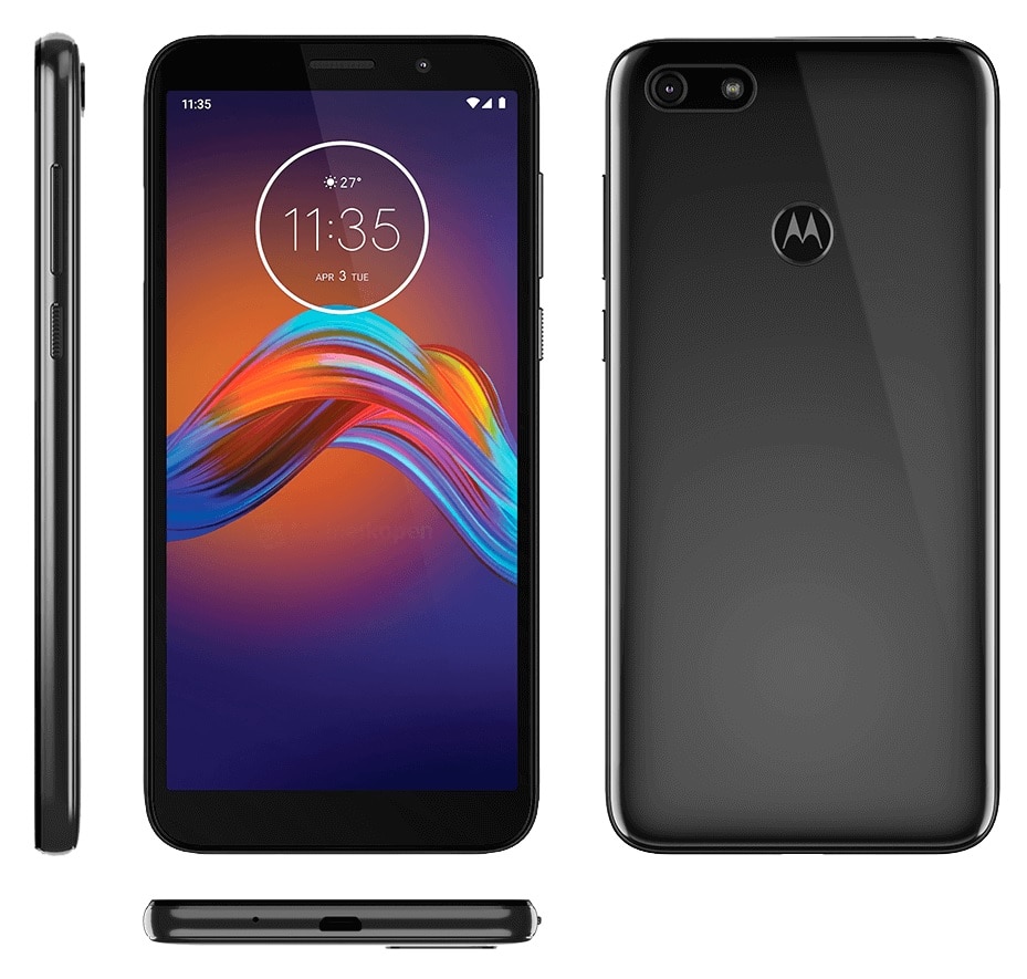 Diseño completo filtrado del Motorola Moto E6 Play color negro.