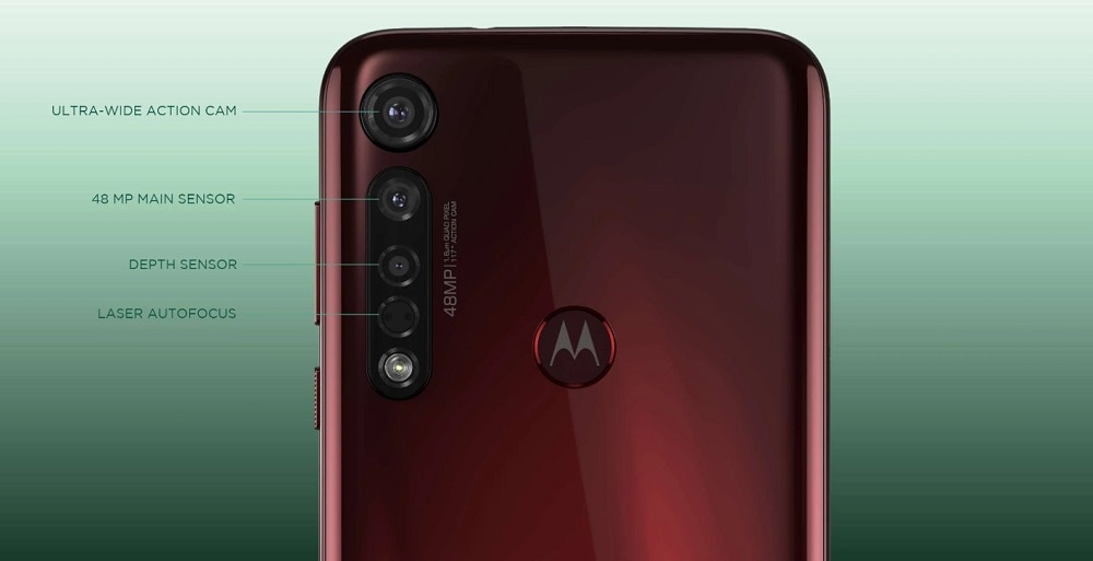 Infografía oficial de la cámara dorsal del Motorola Moto G8 Plus.