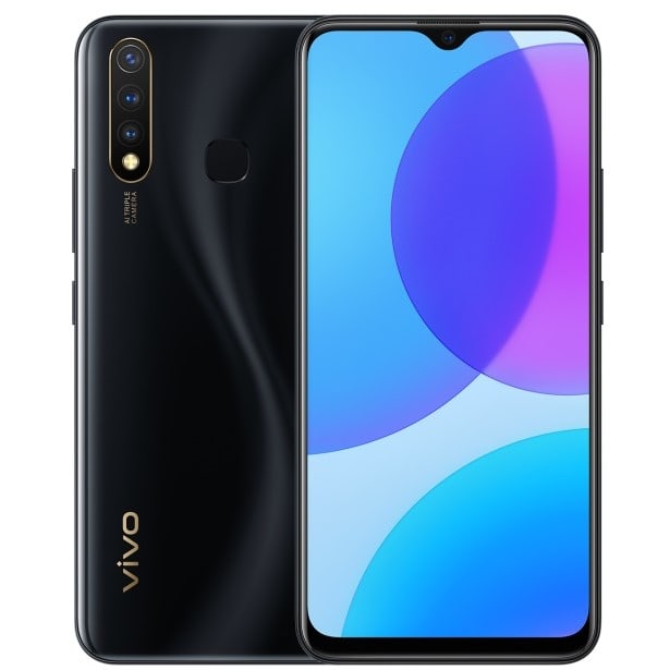 Diseño frontal y dorsal del Vivo U3 color negro.