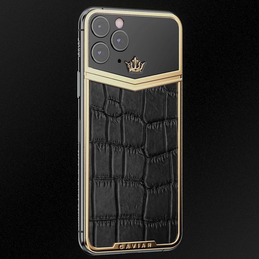 Render dorsal del iPhone 11 Pro Victory Edition con carcasa de cuero de lagarto.
