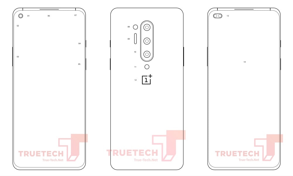 Diseño frontal y dorsal filtrado del OnePlus 8 y el OnePlus 8 Pro.