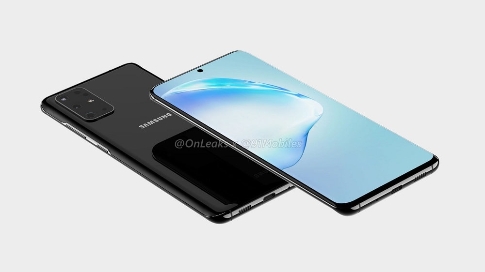 Render 3D del diseño frontal, dorsal y lateral del Samsung Galaxy S11.