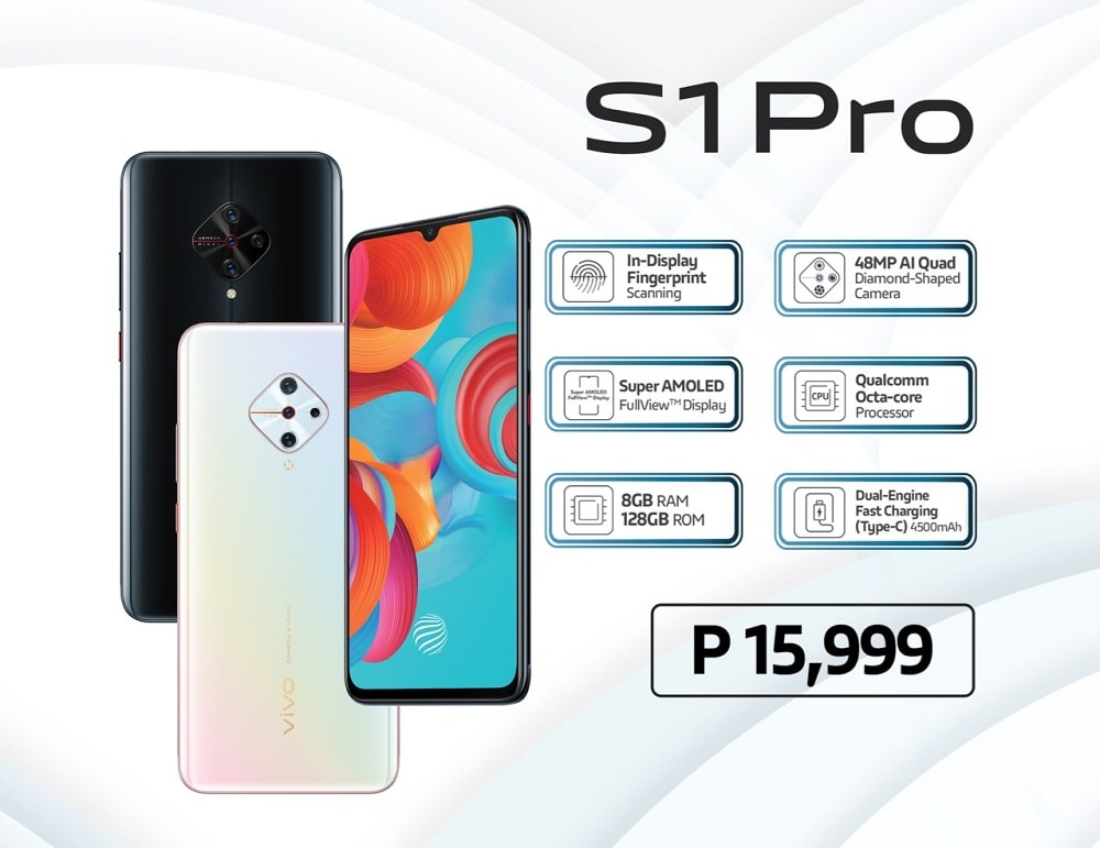 Infografía oficial del Vivo S1 Pro para Filipinas mostrando sus dos colores de partida.