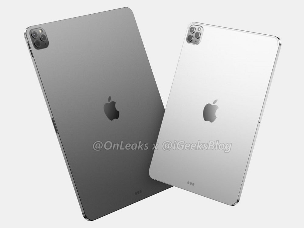 Render 3D filtrado mostrando el diseño dorsal de las Apple iPad 2020.