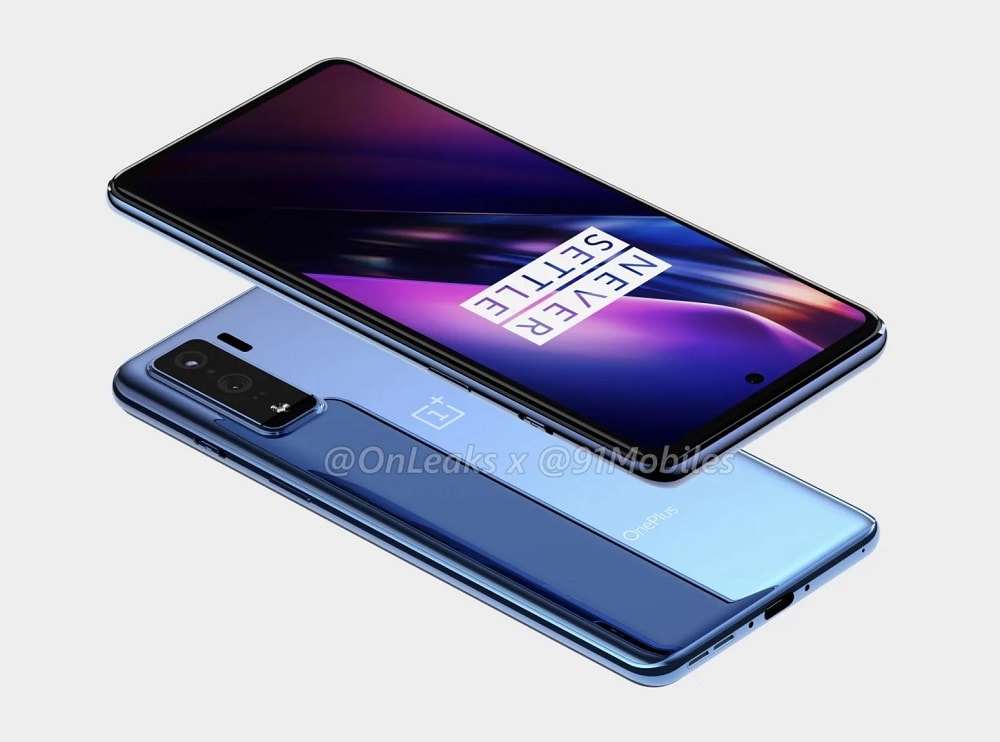 Render 3D que muestra el diseño de las aristas del OnePlus 8 Lite.