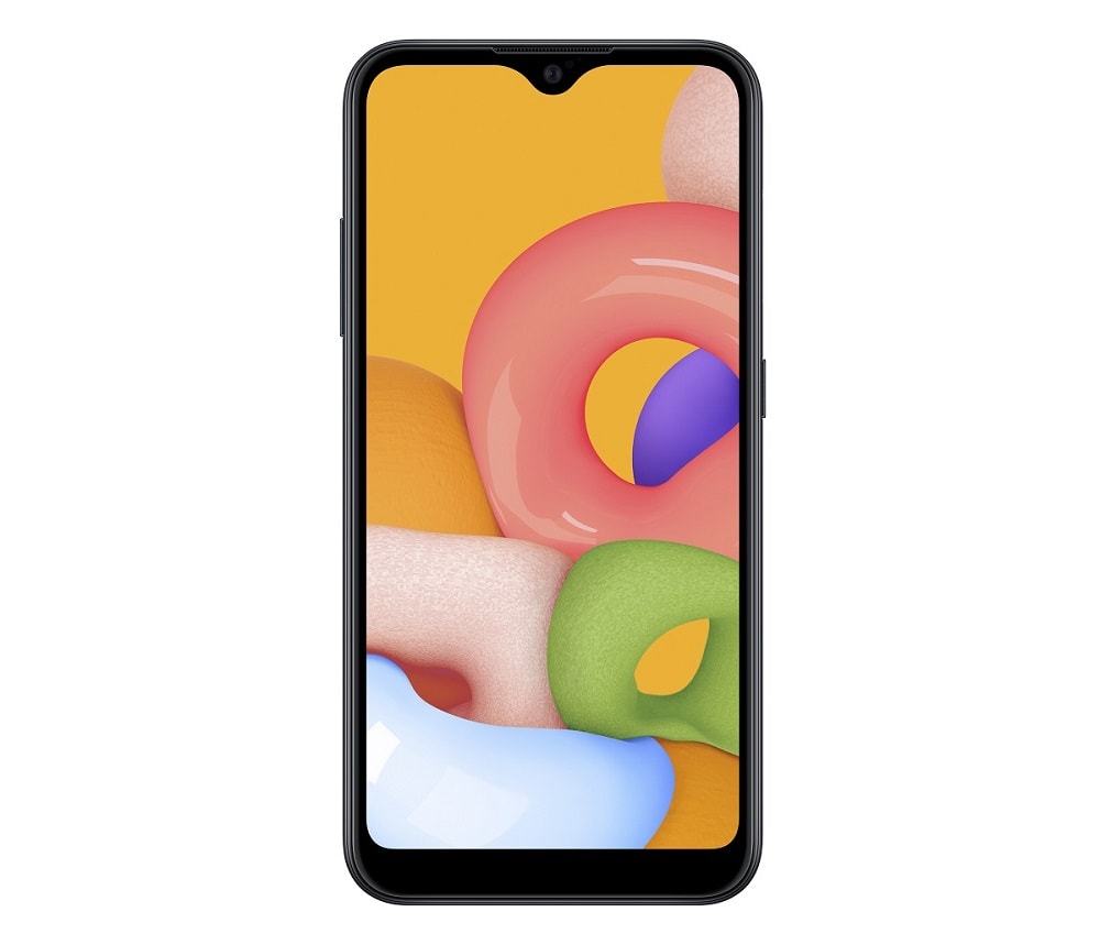 Render oficial del diseño frontal del Samsung Galaxy A01.