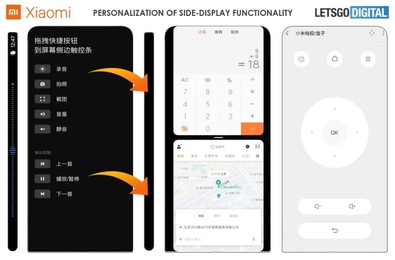 Ilustración de la interacción de apps para abrirse en diferentes caras del Xiaomi Mi Mix Alpha 2.