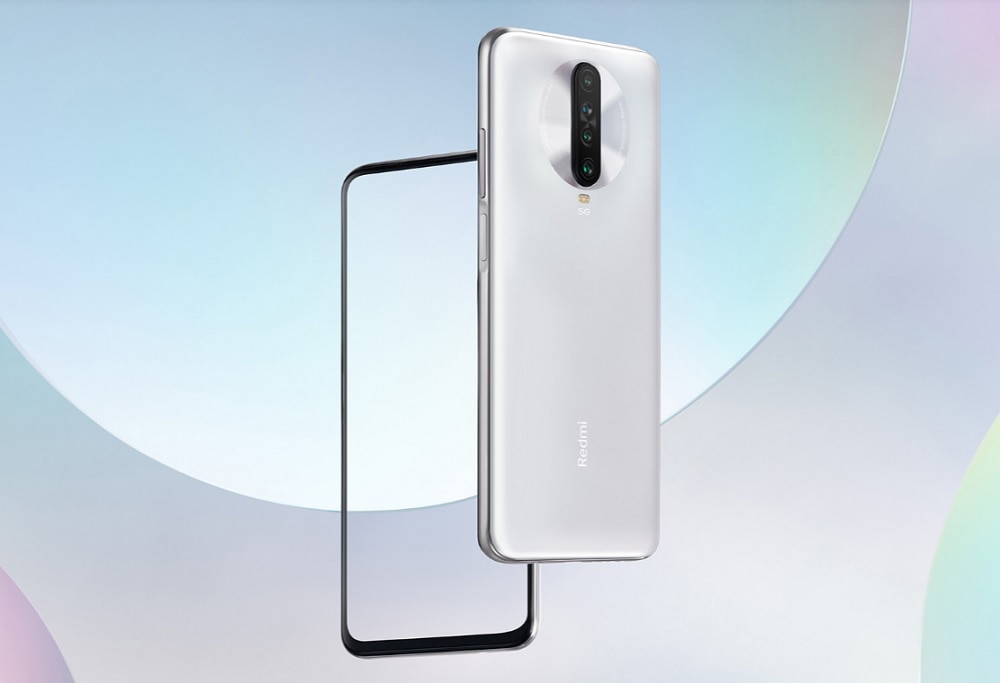 Render oficial del Xiaomi Redmi K30 5G color plateado.